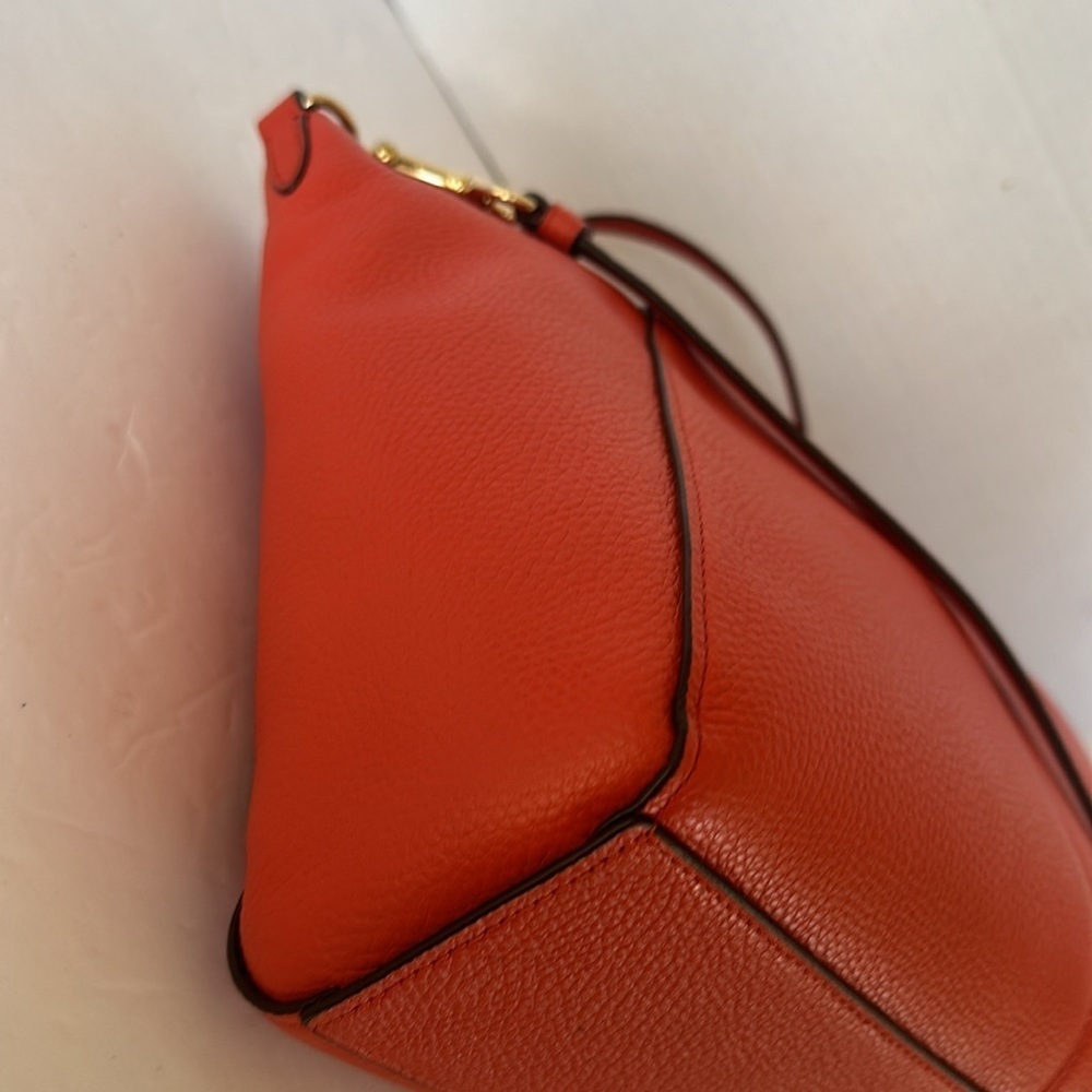 Coach Prairie Satchel Deep Coral Pebble Leather Medium Crossbody Bag - Picture 15 of 16